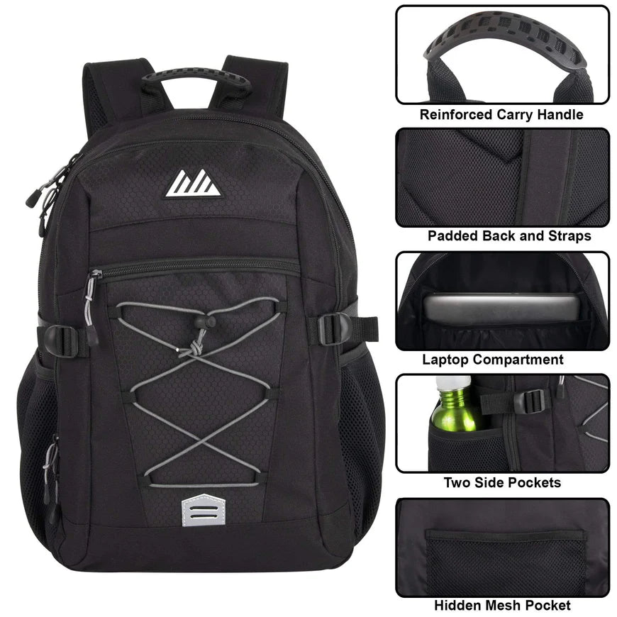 19 Inch Bungee Cord Backpack With Padded Laptop Section 24 Case ELD APPAREL LLC