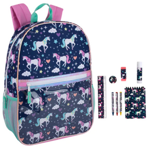 17 Inch Butterfly Backpack & 9 Piece School Supply Kit Combo ($12.00/Ea-24/Case)