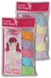 Girls 5-Pack Underwear - ($6.50/Pack-24 Packs/Case)