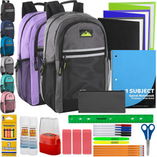 18 Inch Multi-Pocket Backpack with 30-Piece School Supply Kit (12/Case)