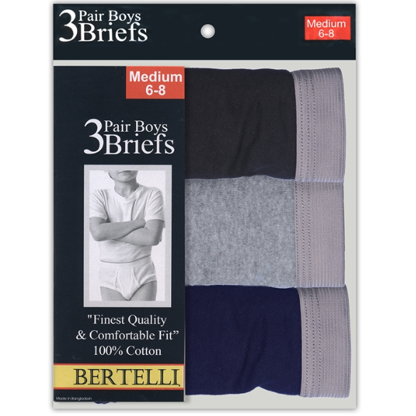 3-Pack Boys Briefs (20 Packs/Case)