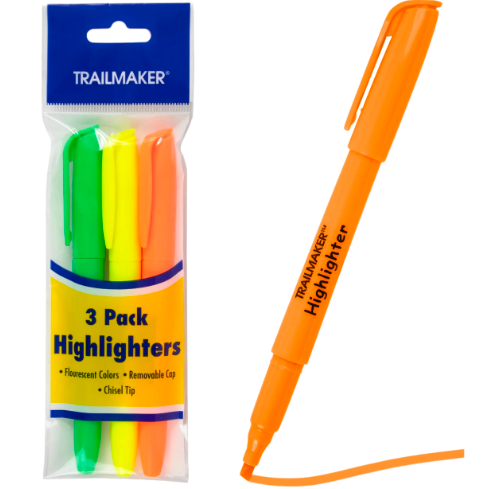 3-Pack Highlighters (100/Case)