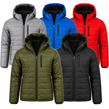 Mens Sherpa-Lined Hooded Puffer Jacket (6/Case)