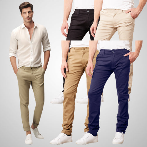 Mens Slim Fit Cotton Stretch Chino Pants (6/Case)