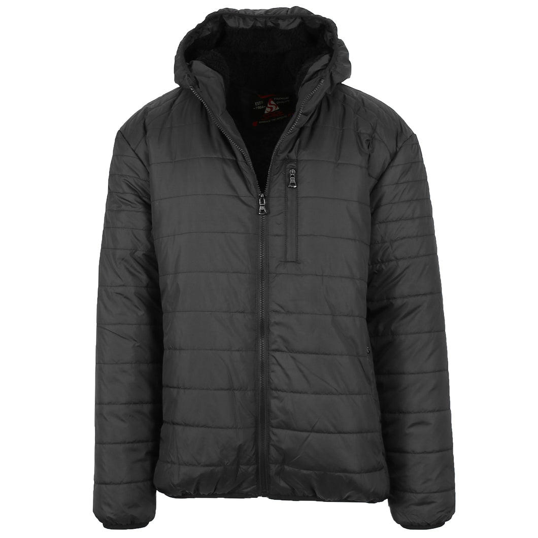 Mens Sherpa-Lined Hooded Puffer Jacket (6/Case)
