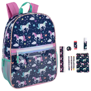 17 Inch Butterfly Backpack & 9 Piece School Supply Kit Combo ($12.00/Ea-24/Case)
