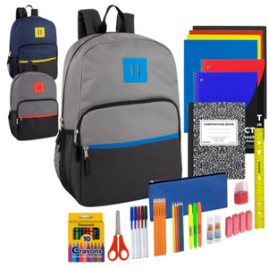 17 Inch Backpack & 45 Piece School Supply Kit Combo- ($22.00/Ea-12/Case)