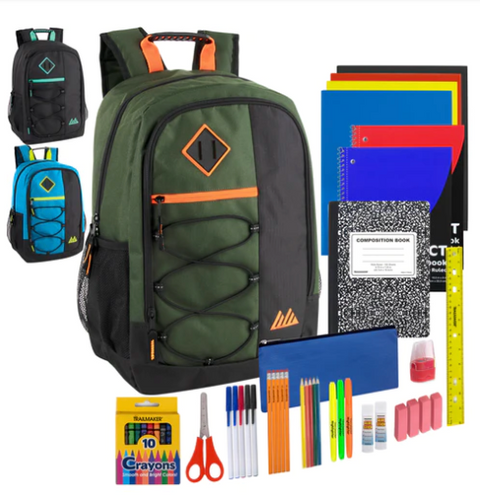 18 Inch Backpack & 45 Piece School Supply Kit Combo ($29.00/Ea-12/Case)