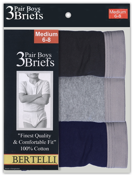 3-Pack Boys Briefs (20 Packs/Case)
