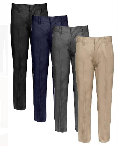 Boys Flat Front Double Knee Pants (By Piece)