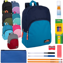 15 Inch Backpack & 12 Piece School Supply Kit Combo (24/Case)