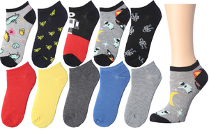 10-Pack Youth Low Cut Decorative Socks (36 Packs/Case)