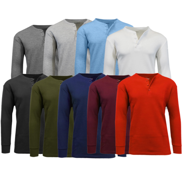 Men's Long Sleeve Thermal Henley (6/Case)