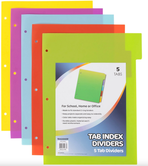 Tab Index Plastic Dividers 5-pack (100/Case)