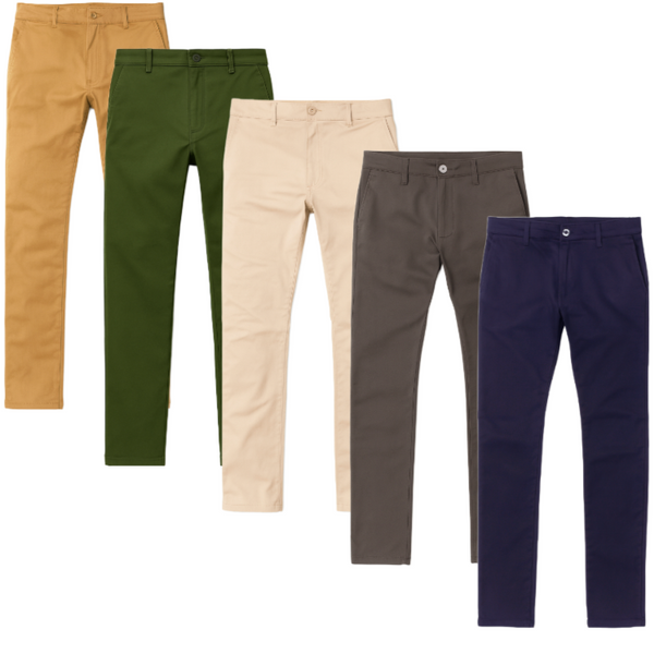 Men's Slim Fit Cotton Stretch Chino Pants (6/Case)