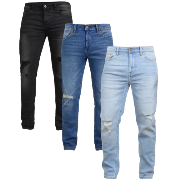 Men's 5 Pocket Ripped Jeans (6/Case)