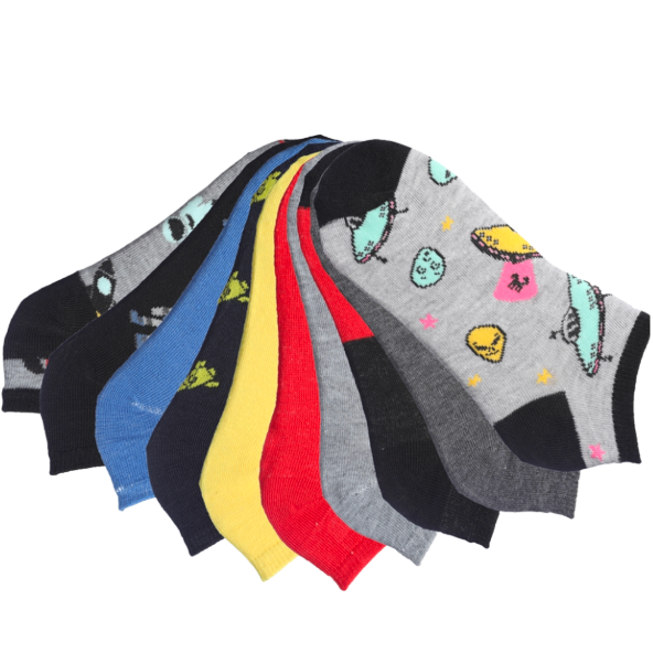 10-Pack Youth Low Cut Decorative Socks (36 Packs/Case)
