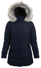 Womens Quilted Puffer Jacket with Fur Hood (12/Case)