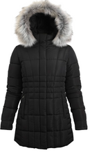 Womens Quilted Puffer Jacket with Fur Hood (12/Case)