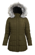 Womens Quilted Puffer Jacket with Fur Hood (12/Case)