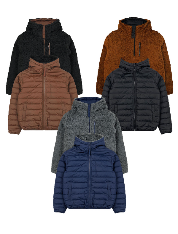 Boys Reversible Hooded Jacket With Sherpa Lining (24/Case)