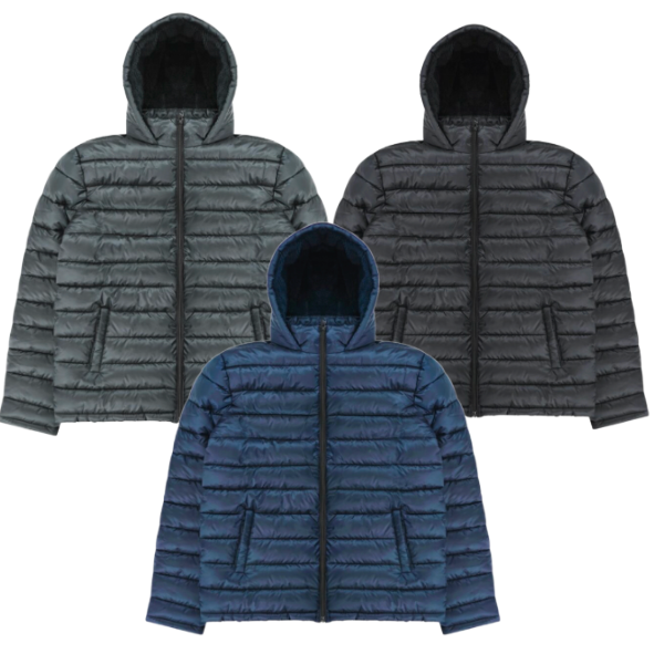Mens Lightweight Hooded Puffer Jacket (12/Case)