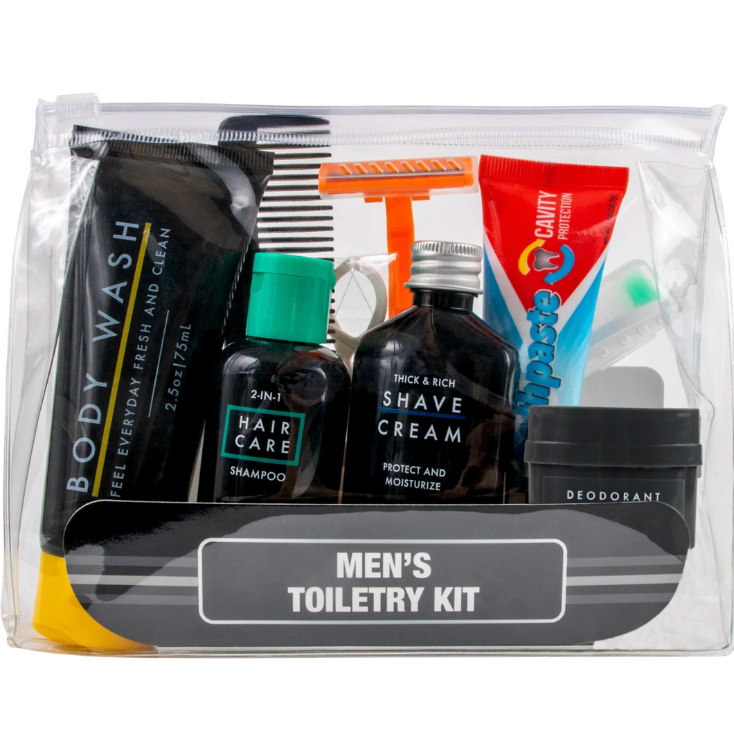 Men's 13 Piece Toiletry Kit with Pouch (25 Kits/Case)