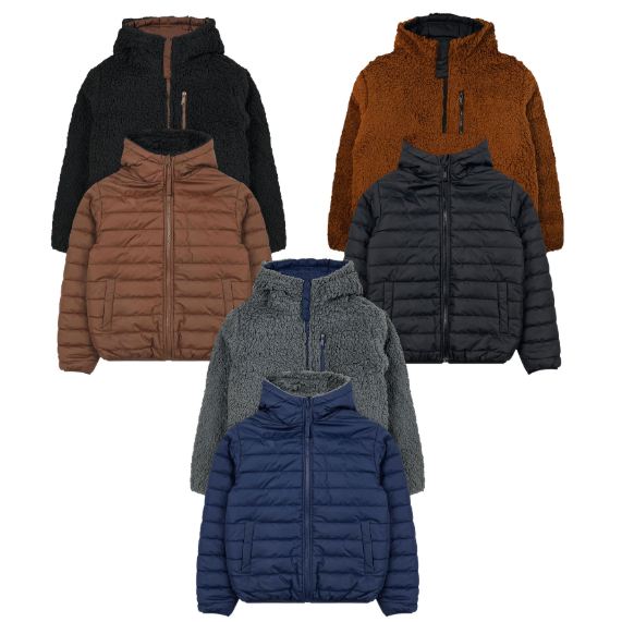 Boys Reversible Hooded Jacket With Sherpa Lining (24/Case)