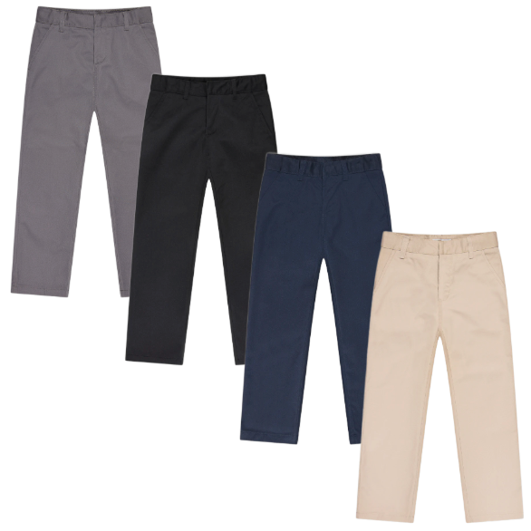 Boys Flat Front Double Knee Pants (6/Case)