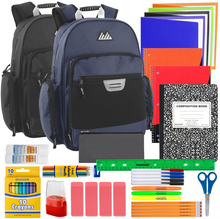 18 Inch Backpack with Laptop Sleeve with 45-Piece School Supply Kit (12/Case)