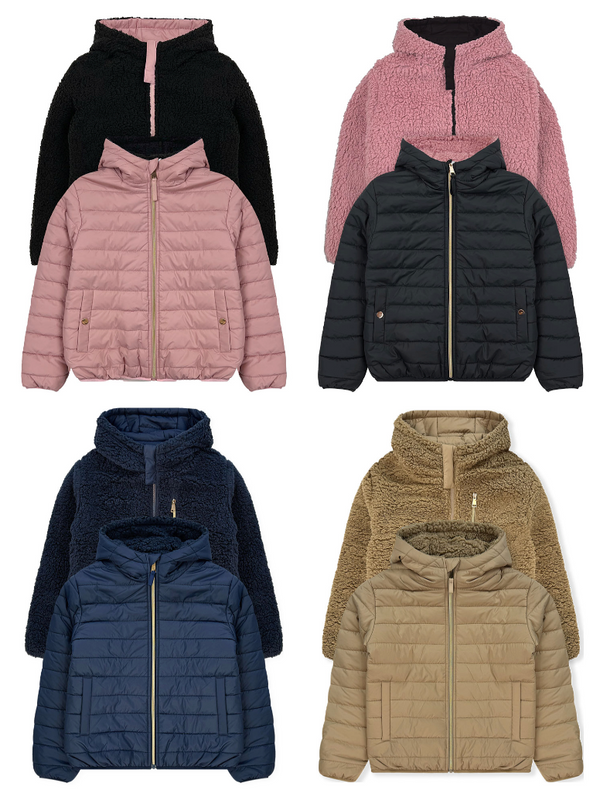 Girls Reversible Hooded Jacket With Sherpa Lining (24/Case)