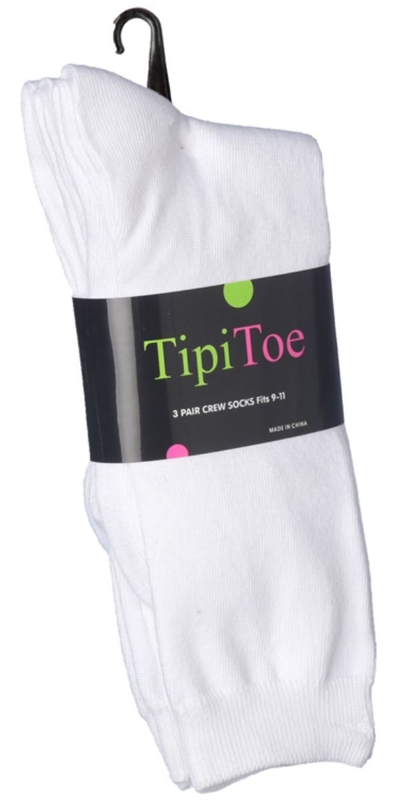 Womens Crew Socks (3 Pack) - (12 Packs/Case)