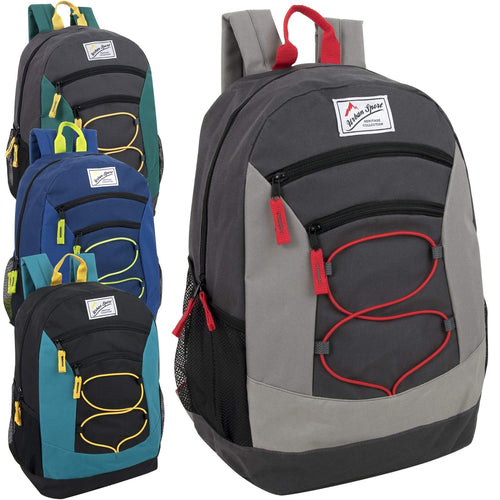 18 Inch Multi Pocket Bungee Backpack - 4 Colors ($9.00/Ea-24/Case)