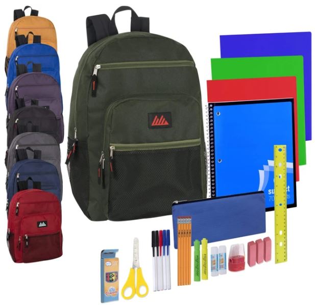 18.5 Inch Deluxe Backpack & 30 Piece School Supply Kit Combo